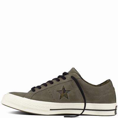 Converse One Star Nubuck Utility Camo Low Tops Womens - Olive/White Shoes (776MYDSV)